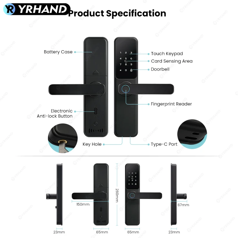 Bluetooth TTLock App Замок отпечатков пальцев cerradura inteligente Сенсорный экран Smart Lock Безопасность Цифровой электронный замок для дома