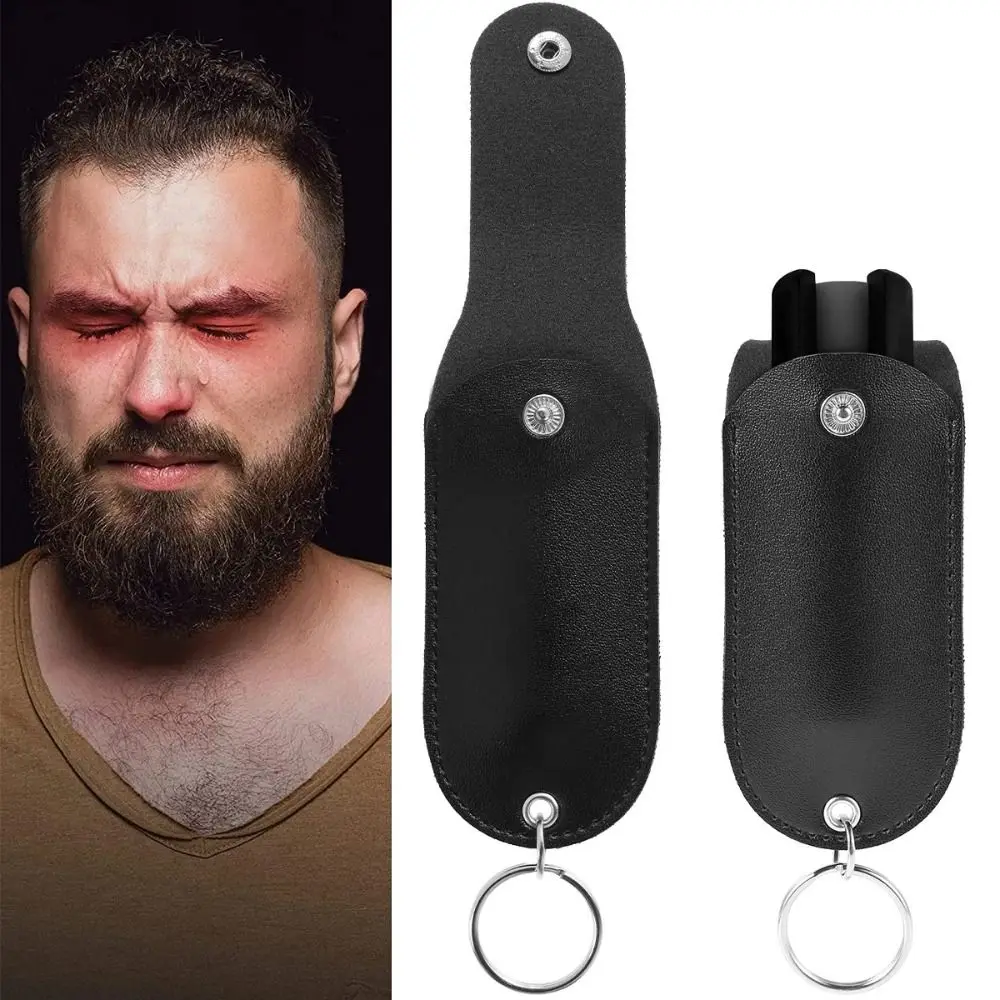 Portable PU Leather Self Defense Spray Holder Durable Universal Pepper Spray Case Mini Spray Keychain Self Defense Accessories