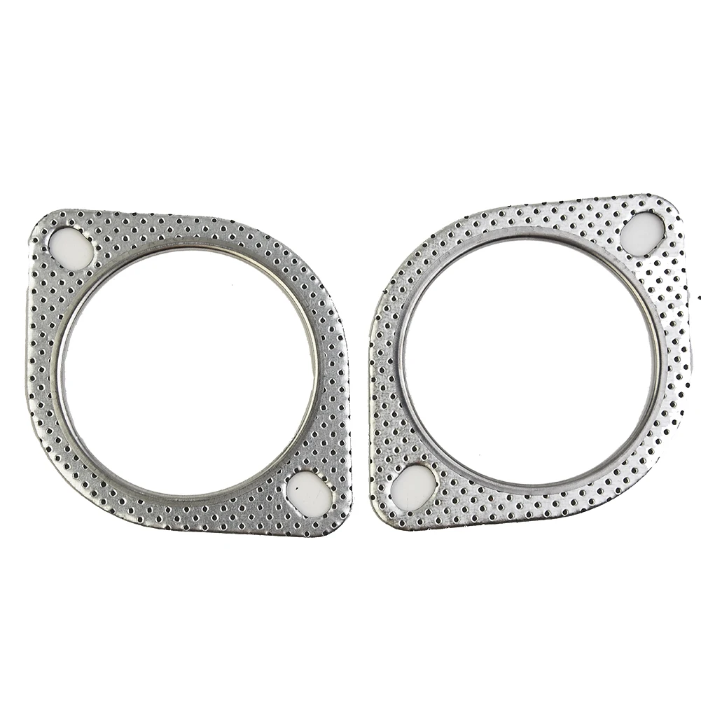 2x Car Sliver Exhaust Gasket 2 Bolt 3 Inch Diameter Downpipe Metal Multi Layer Reinforced 76mm For Nissan For, Part