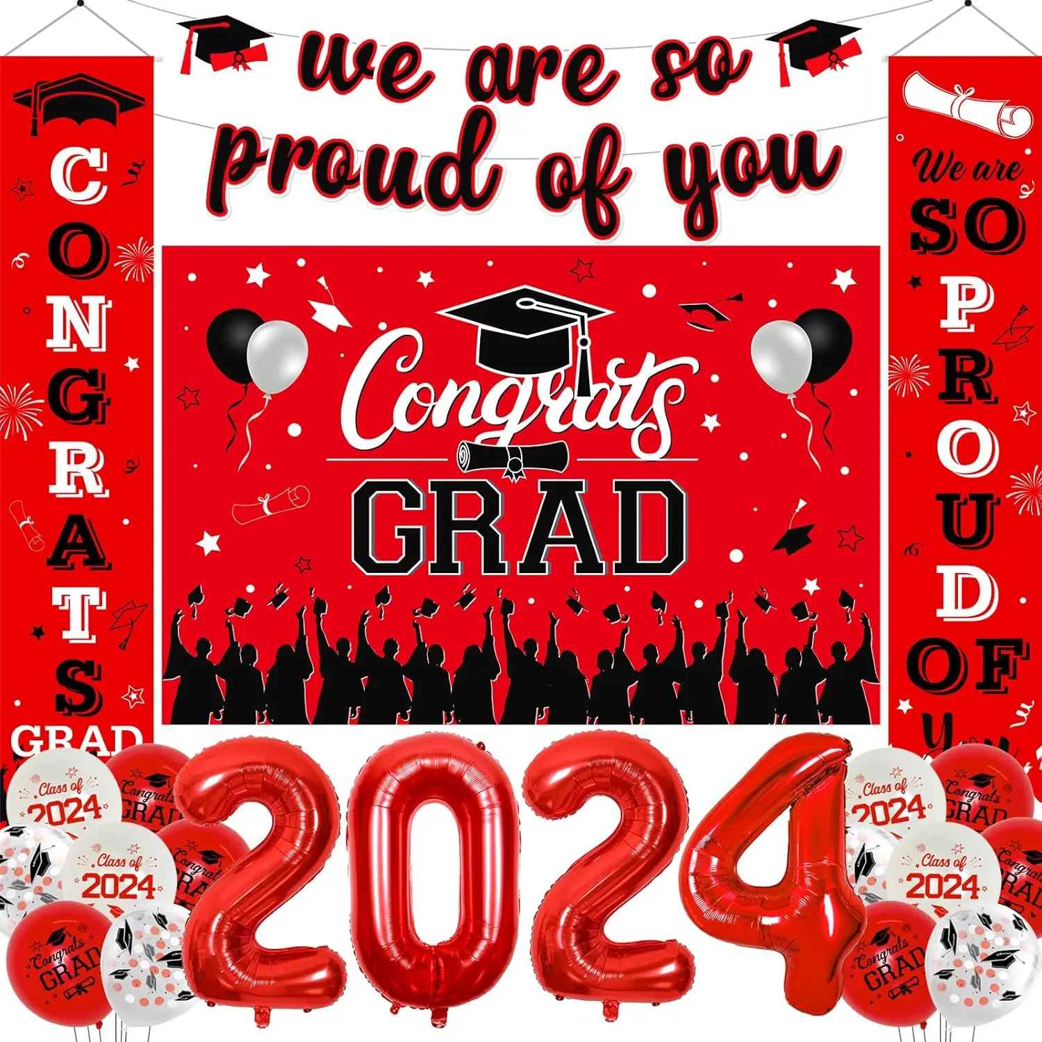 

Class of 2024 Congrats Grad Backdrop We are so Proud of You Porch Sign Banner HighSchool College Graduation Congratulation Decor