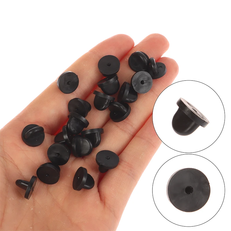 20Pcs Black Transparent Rubber Brooch Pin Back Squeeze Badge Holder Brooch Accessories