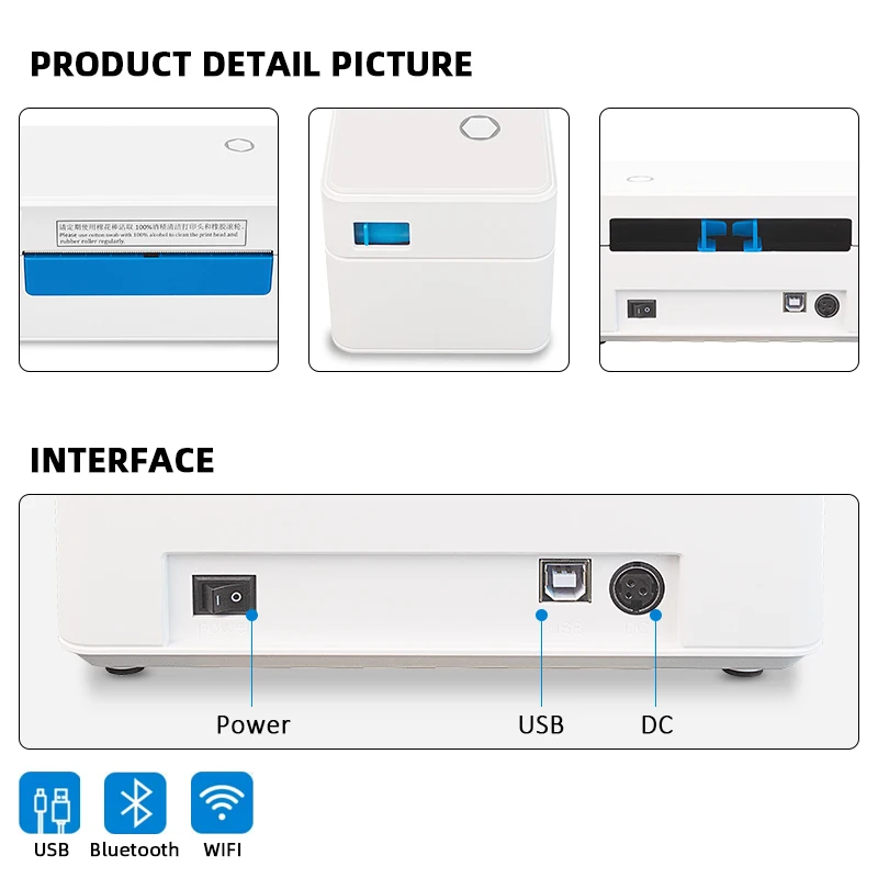 Winpal سطح المكتب طابعة ملصقات الشحن 4x6 بوصة 203 ديسيبل متوحد الخواص USB صانع الحراري للمستودع السريع عالية السرعة 110 مللي متر
