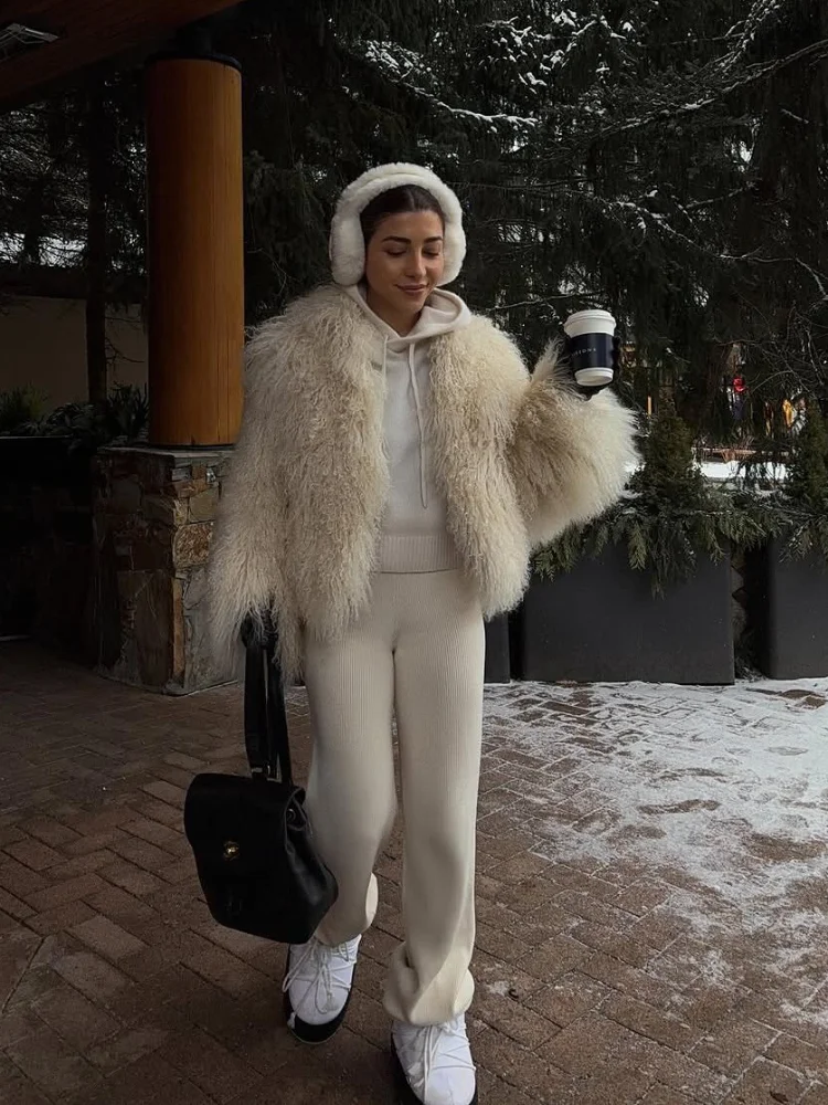 Lässige grüne Pelzjacke für Damen, schicker Kragen, lässige lose Jacke, 2025, Winter-Dame, neue tägliche modische Pendler-Straßen-Oberbekleidung