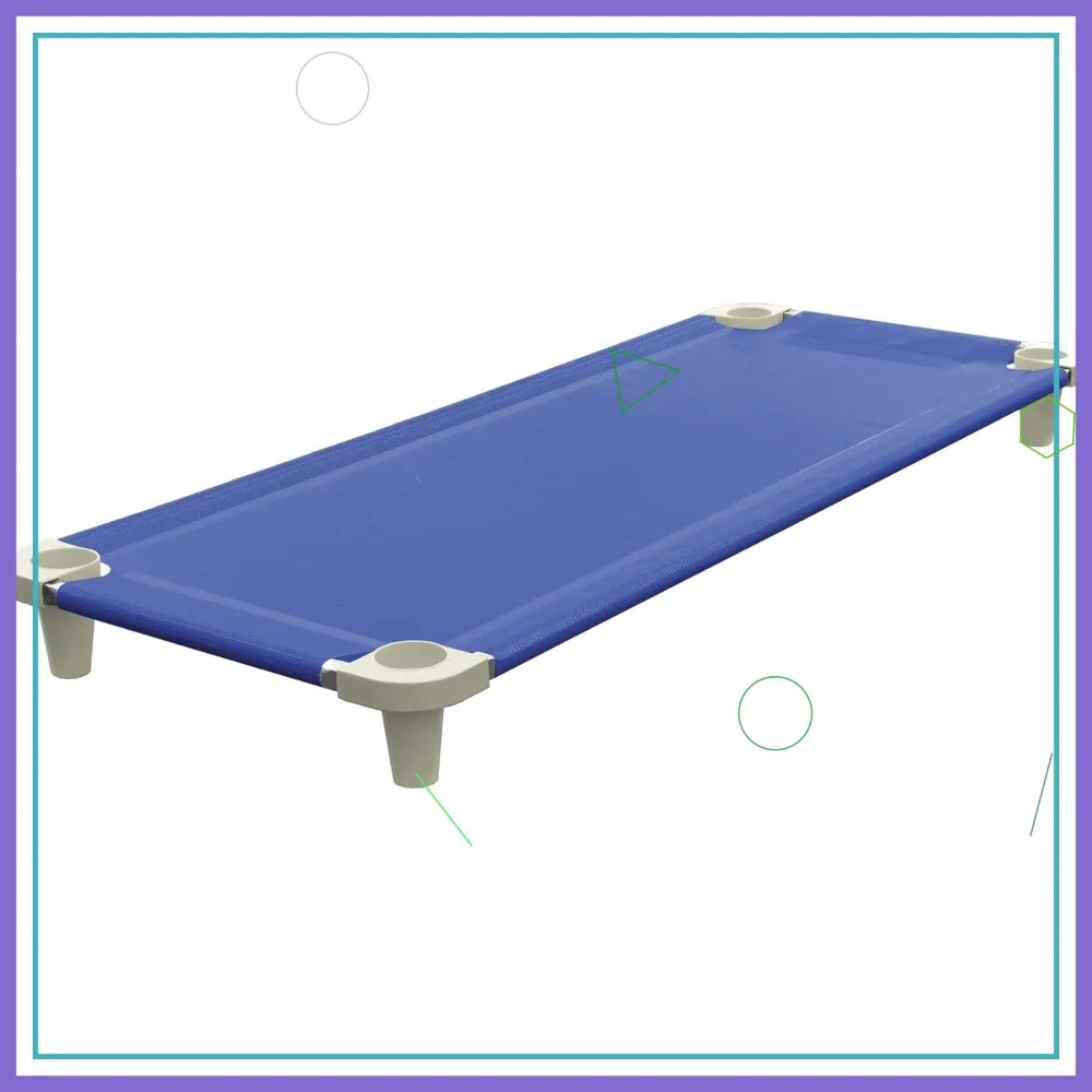 

Portable Toddler Cot for Kids, Stackable Nap Bed, 52" L (Blue Mesh, Gray Feet)