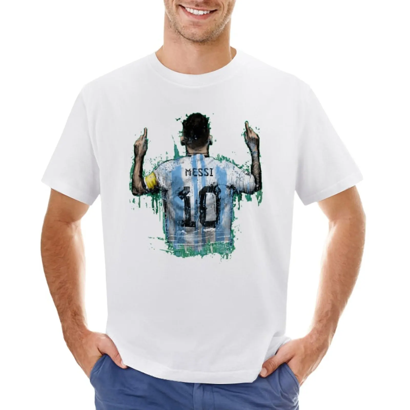 Leão e Andrés e Messi T-Shirt, Argentina No 10, CABRA, Caricatura 66, Movimento Engraçado Casa, Alta Qualidade, Tamanho Eur, CELEBRAÇÃO