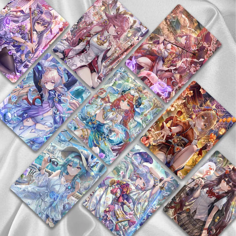 50 pçs/set jogo genshin impacto laser lomo cartão kazuha andarilho nahida personagens do jogo feminino hd photocard cosplay presente