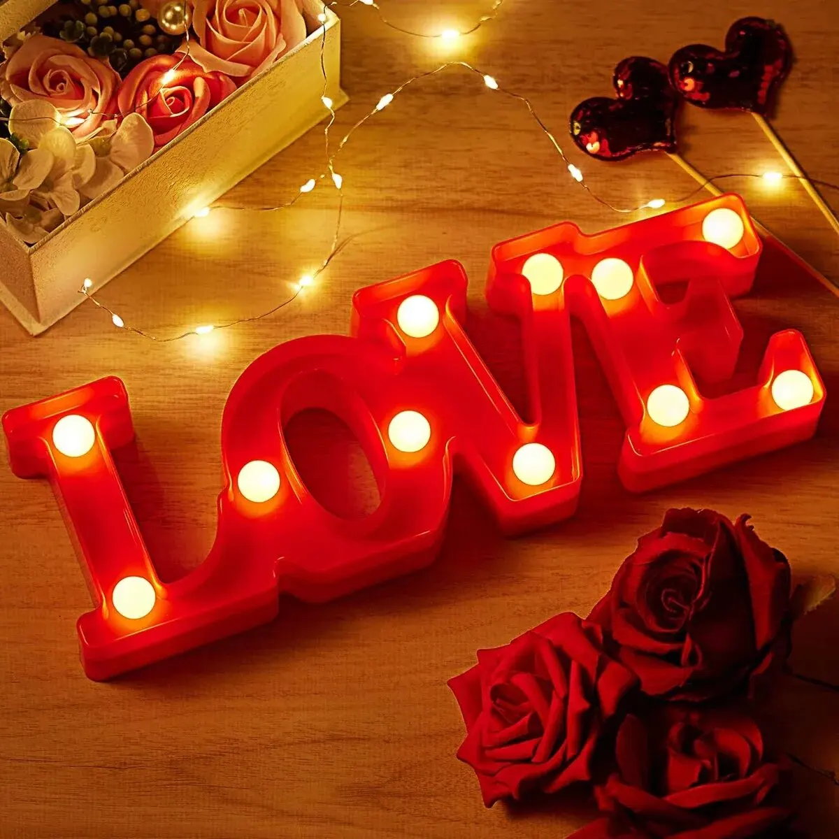 

1pc 10cm/3.93in Romantic Love Shaped Night Light,Battery Powered Decorative Lights For Wedding,Proposal,Birthday,Valentine's Day