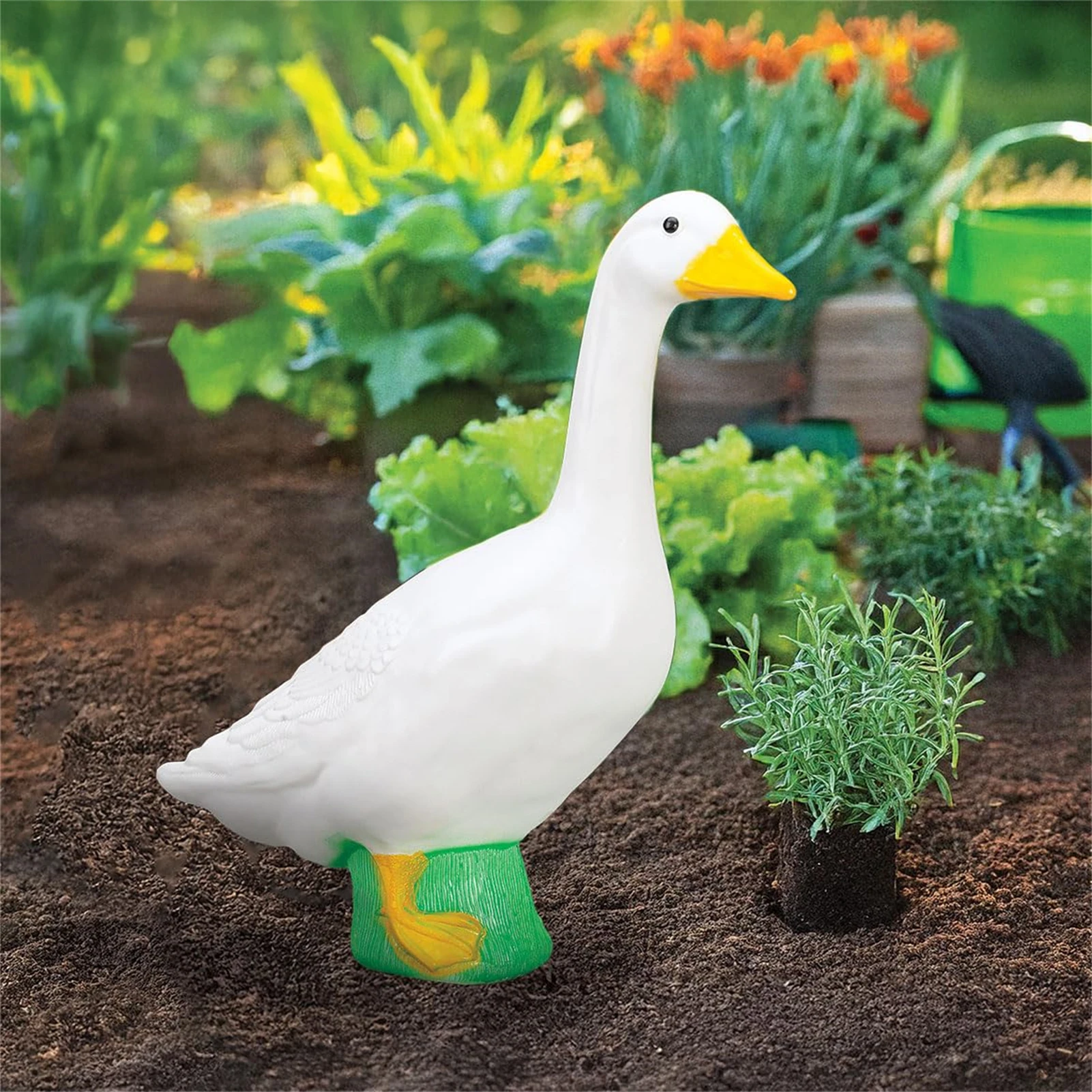 

18CM White Goose Statue Resin Decoration for Home Garden Pond or Study Desk Resin Crafts Ornament