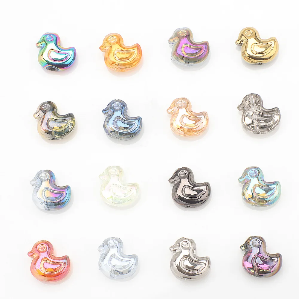 30pcs 12mm Duck Animal Shape Pendant Glass Beads DIY Ornament Accessories Bracelet Necklace Earrings Jewelry Accessories