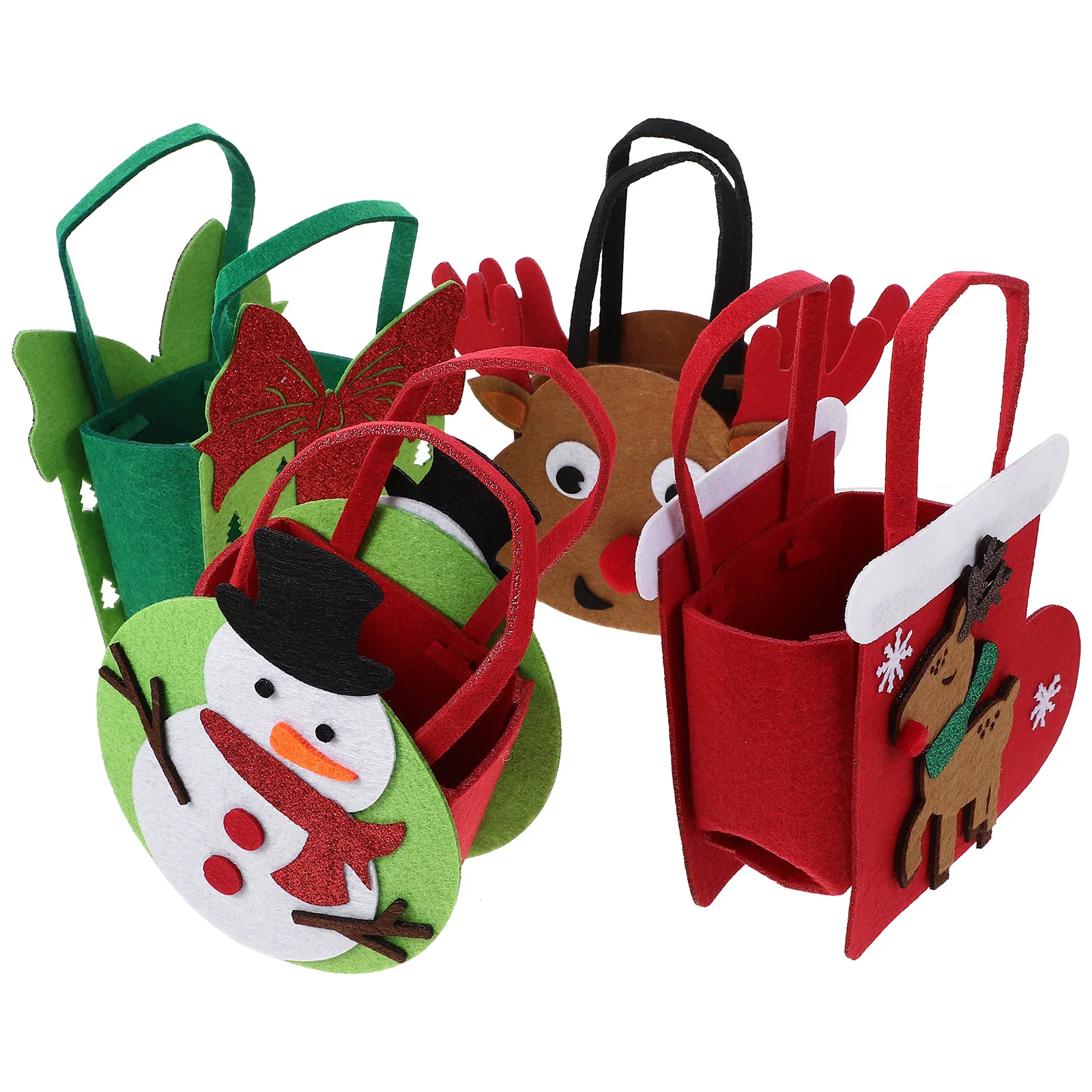 

4Pcs Christmas Felt Tote Bags Gift Wrapping Pouches for Presents Holiday Party Favors Bulk Storage Packing Bags