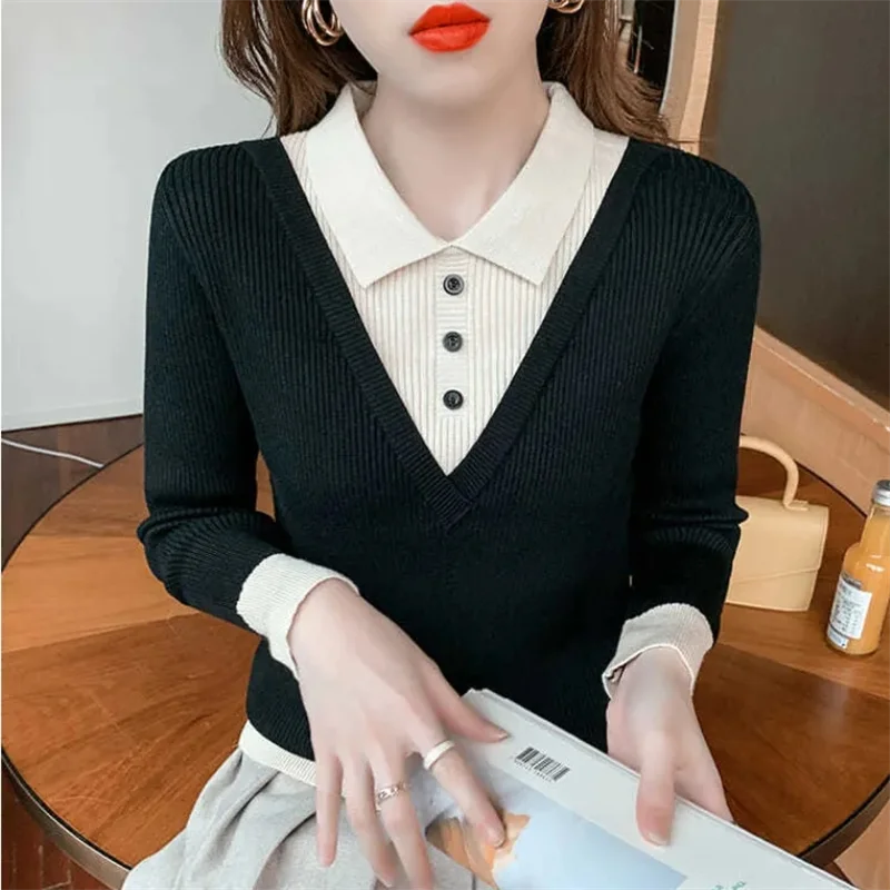 

Women Sweater Long Sleeve Stripe Knitwears Slim Fit Shirt Korean Fashion Pullovers Thin Knit Tops 2024 New Bottoming Shirts