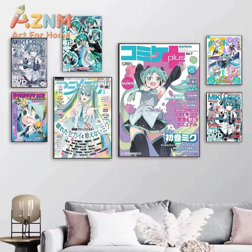 Hatsune Miku Project Diva Game Magazine Cover Canvas Painting Frameless Wall Art Print Poster Home Bedroom Living Room Anime W
