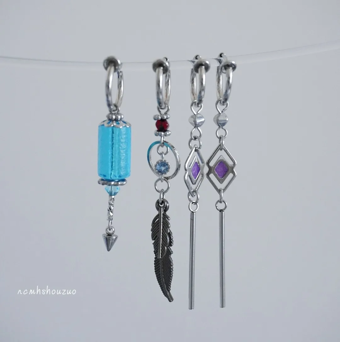 Anime Genshin Impact  Il Dottore The Doctor  Earrings Cosplay Props For Women Party Jewelry Fashion Accessories Gift - view 2