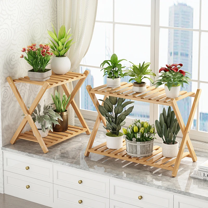 Indoor Window Plant Shelves Flower Shelf Balcony Floor Type Solid Wood Plant Shelves Living Room Garden Furniture Scaffale FYPS