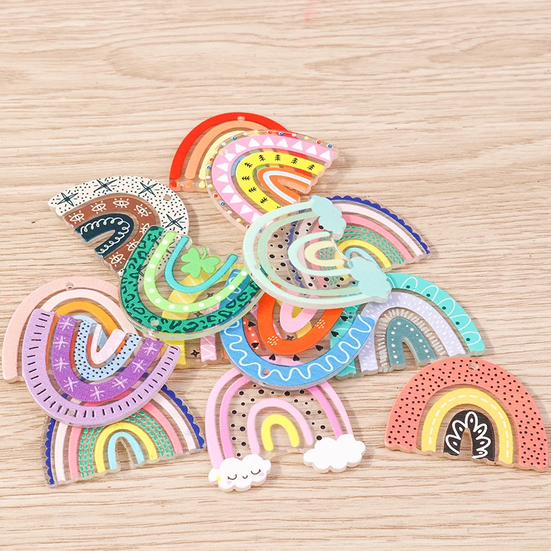 10 Stück niedliche, bunte Regenbogen-Anhänger aus Harz zum Basteln von Ohrringen, Halsketten, DIY-Schlüsselanhängern und Schmuckzubehör – Detail 2