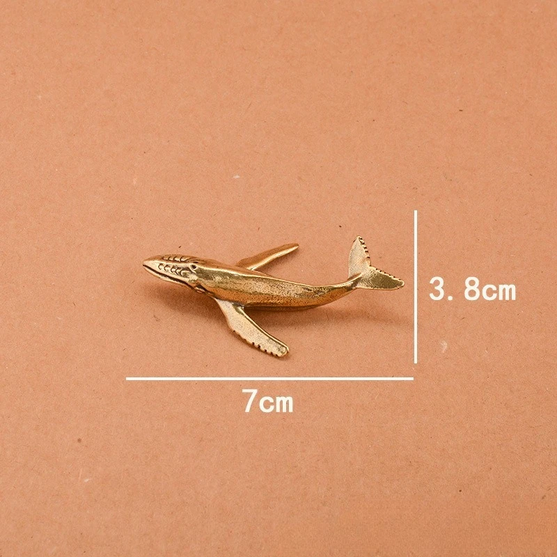 1 PC Creative Copper Craft Antiqued Solid Brass Whale Miniatures Ornament Study Office Desk Tea Pet Hand Fidget Home Decoration