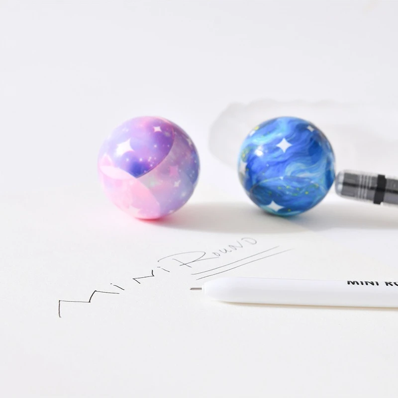 

720° Rotating Starry Sky Magnetic 0.5 Needle Tube Creative Black Pen Stationery Cute Planet Floating Stress-Relief Fun Gel Pen
