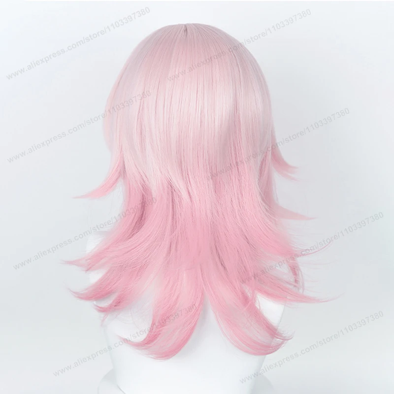 Peruca de Cosplay Gradiente Rosa, Trilho Estrela Honkai, Resistente ao Calor, Perucas Sintéticas, Anime, 7 de Março, 50cm