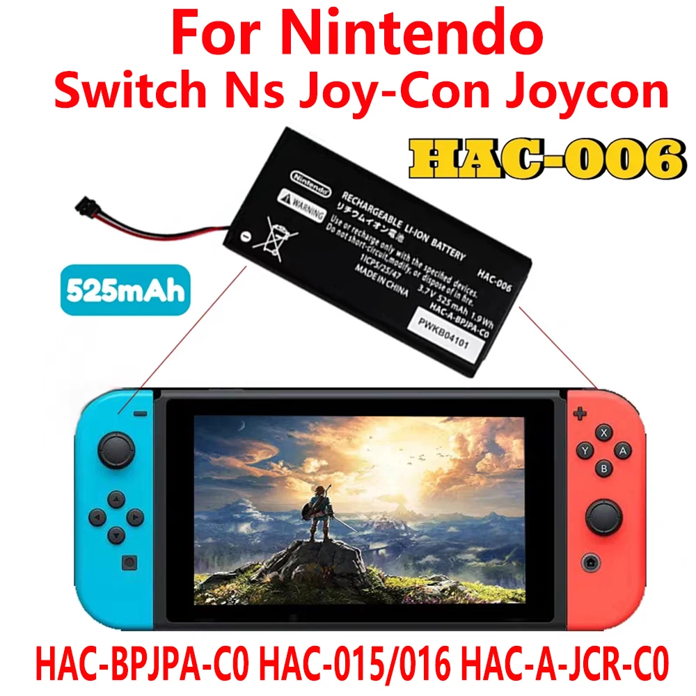 

HAC-006 Original Battery For Nintendo Switch Ns Joy-Con Joycon Controller 525mAh HAC-BPJPA-C0 HAC-015/016 HAC-A-JCR-C0 Batteries