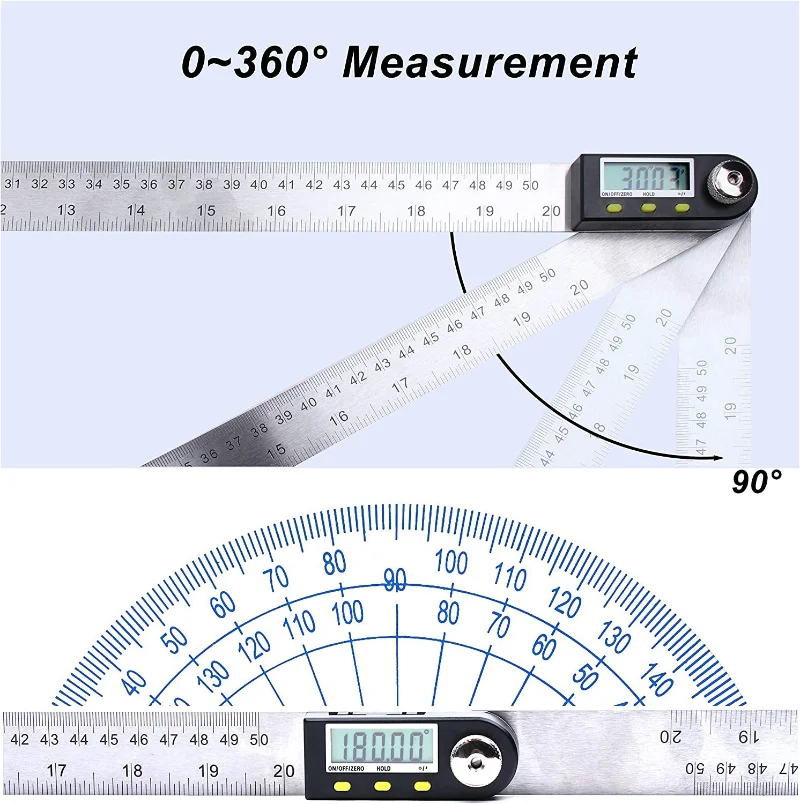 Kątomierz elektroniczny przykładnica kątowa inklinometr 20/30cm ze stali nierdzewnej celownik kątowy cyfrowego narzędzia stolarskie miernik
