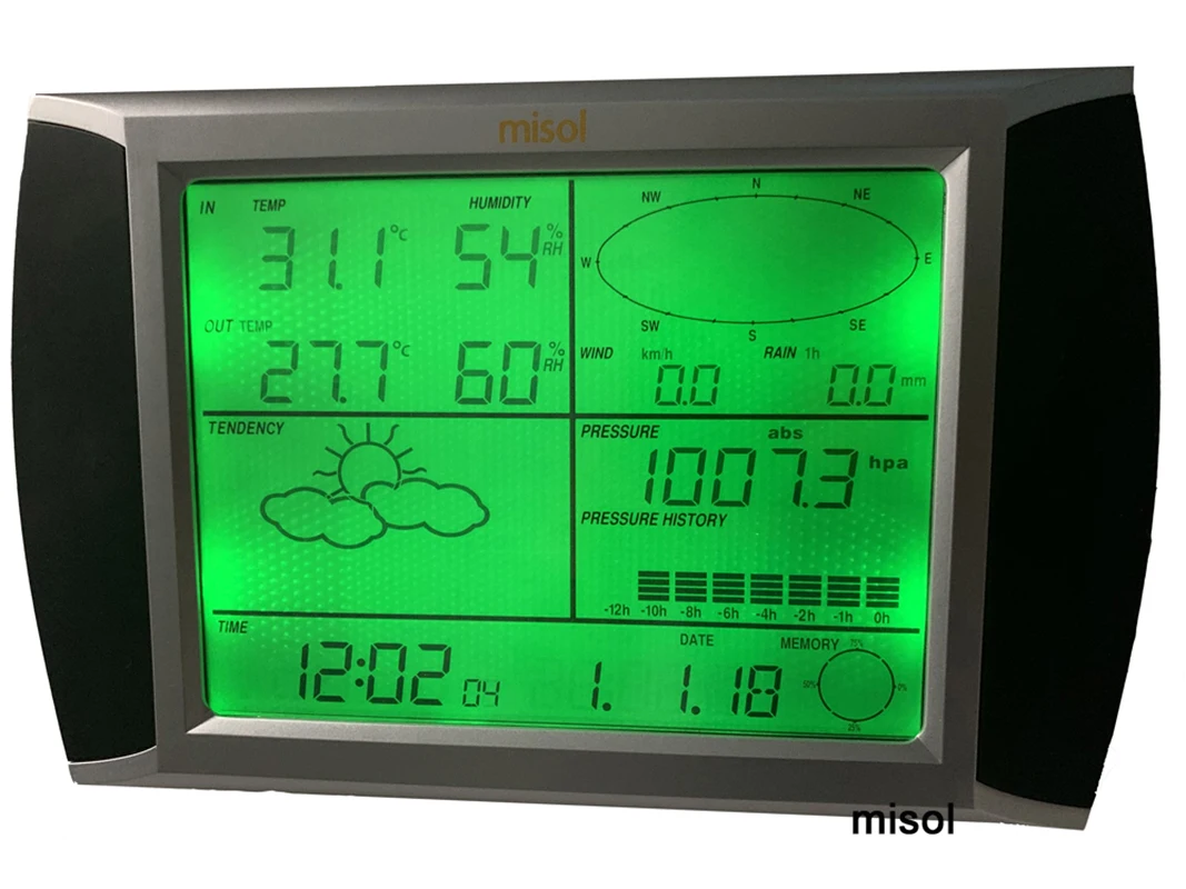 Imagem -03 - Misol Estação Meteorológica Profissional Conexão pc Velocidade do Vento Direção do Vento Medidor de Chuva Pressão Temperatura Umidade Solar