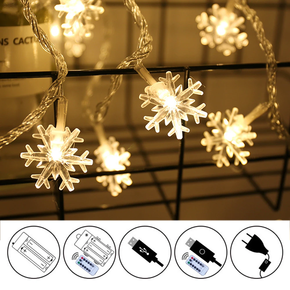 Usb Batterij Aangedreven Led String Licht Warm Wit/Multicolor Sneeuw Fairy Lamp Slinger Licht Voor Kerst Bruiloft Feest Decoratie