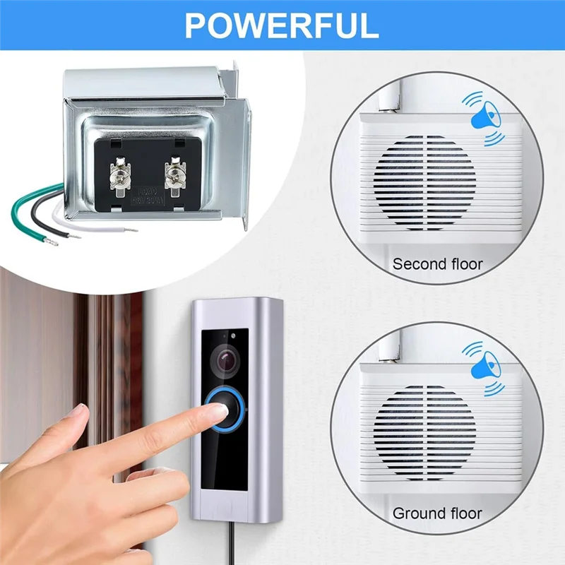 ABKP-transformador de timbre de puerta fácil de instalar para el hogar-16V 30VA Compatible con timbre de vídeo con cable de anillo