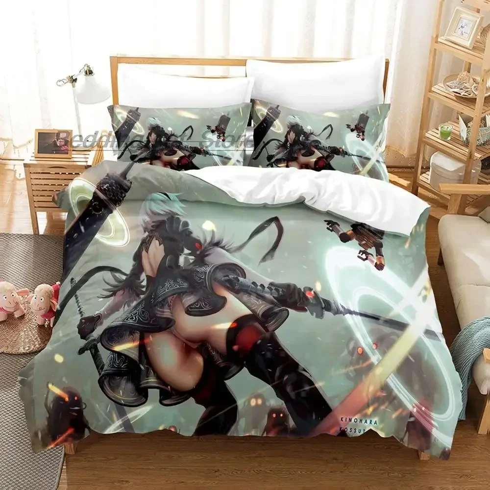 

NieRAutomata Bedding Set Single Twin Full Queen King Size Bed Set Aldult Kid Bedroom Duvetcover Sets 3D Print Game Anime 2022