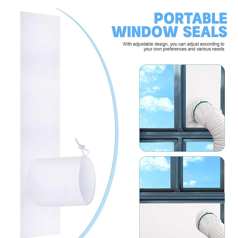 ABBO-For Portable Ac Window Seal Kit 2 Set Adjustable Vent Closure With Drawstring For Air Conditioner Units