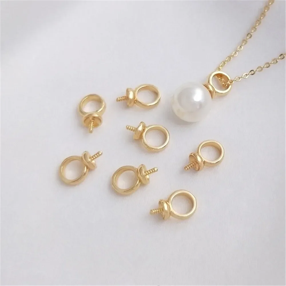 

14K plated gold filled Big hole sheep eye pendant hand-stick half hole crystal pearl pendant material