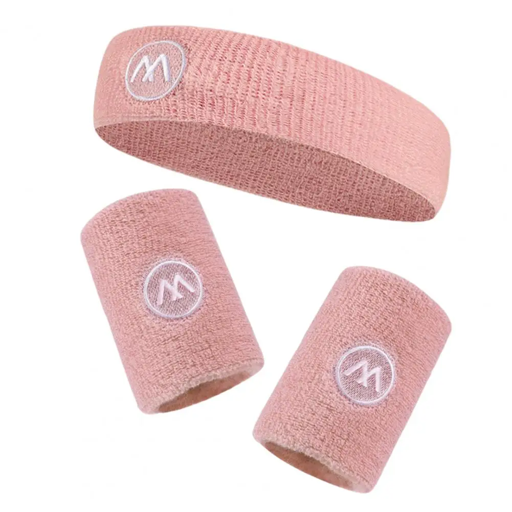 1 Set Sports Sweat Bands  Cozy Working Out Gym Fitness Sports Bracer Set  Multicolor Sports Headband
