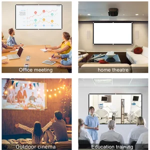 Postatable Folding Projector, soft projection screen, high density, white, without creases, 16: 9, interior and exterior, 60-200 inches 10 Main Sales Projection Screen - №8