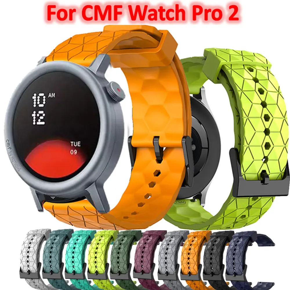 حزام سيليكون لساعة CMF Pro 2 نمط كرة القدم سوار معصم رياضي Correa لـ CMF بواسطة Nothing Watch Pro 2 ملحقات