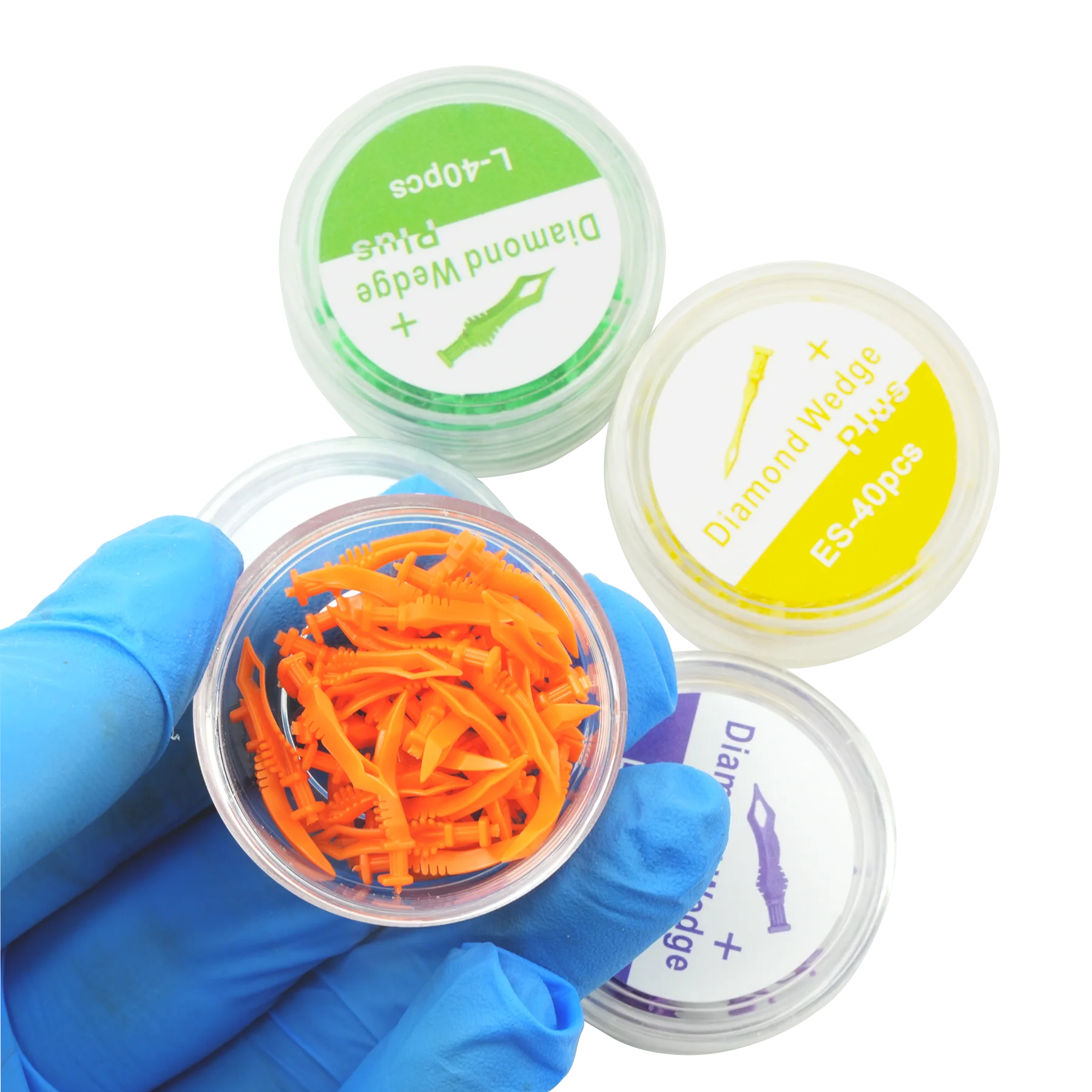 Dental Diamond Wedges Kit Plastic Interdental Wedges for Tooth Gap Sectional Matrix System Composite Filling Dentist Tools
