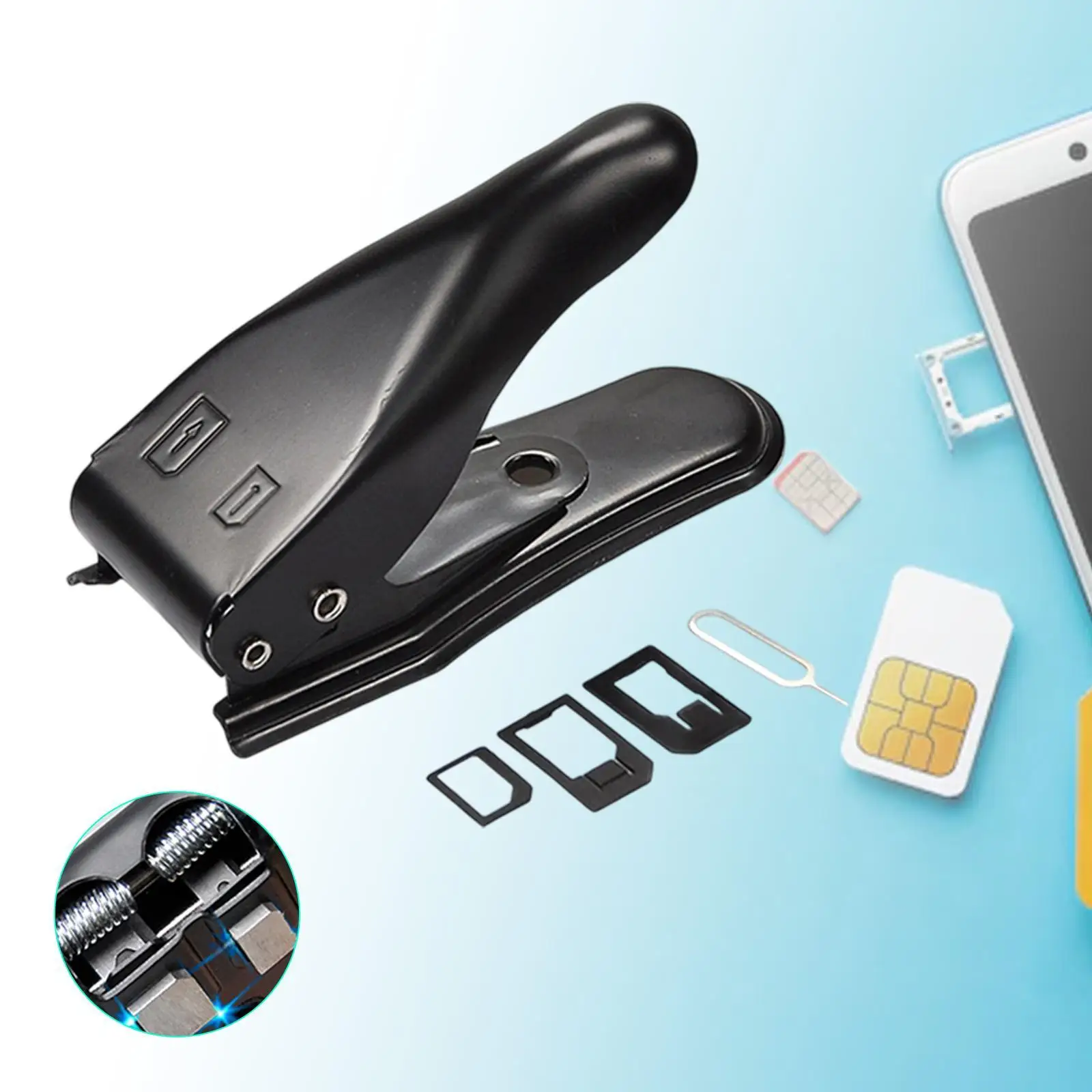 Cortador de cartão Sim Nano e Micro Sim Cutter, conveniente e resistente portátil com adaptadores e pino de ejeção 2 em 1 para smartphone