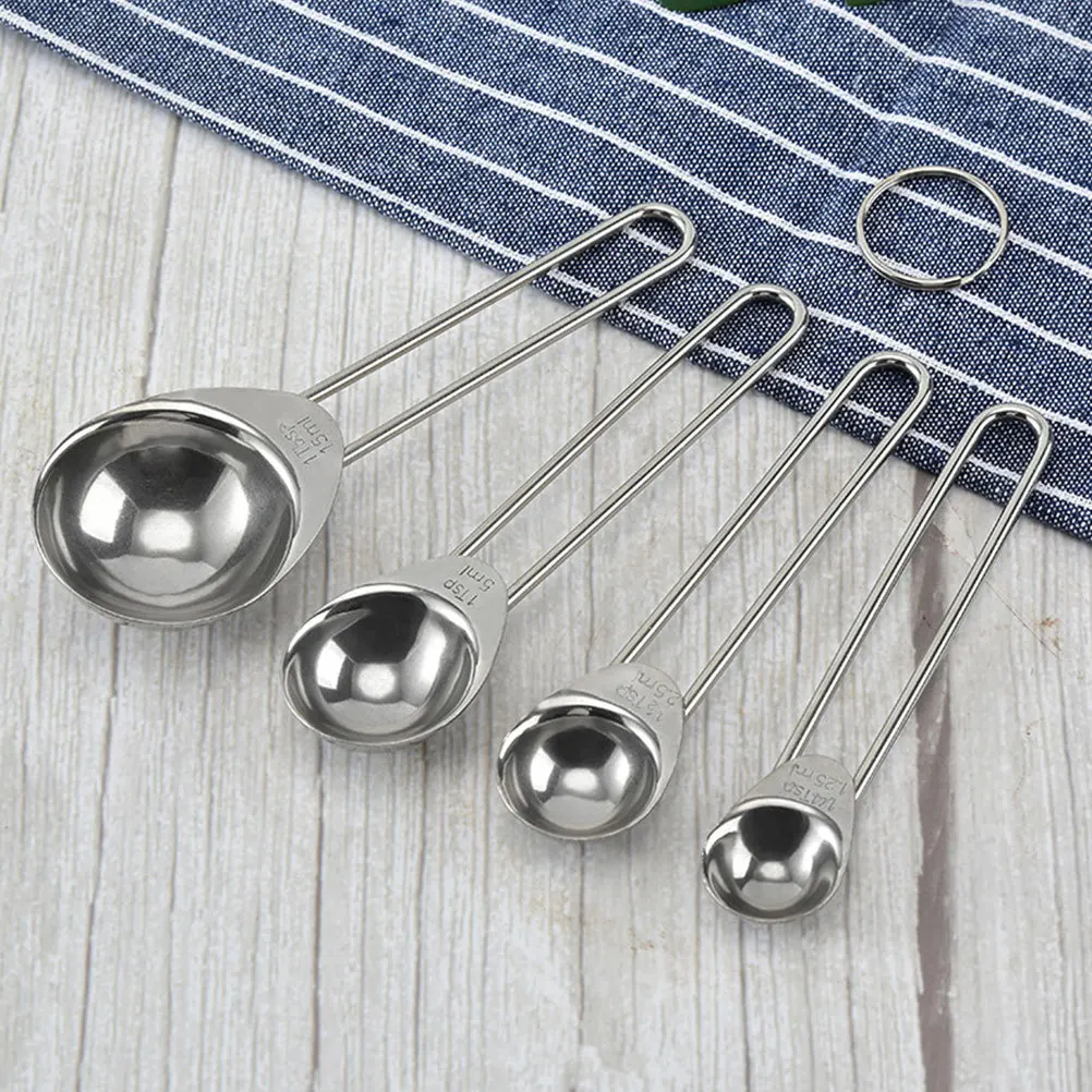 

8Pcs Household Baking Measuring Spoons Set Stainless Steel Scoops Kitchen Supplies with Engraved Scale for Accurate