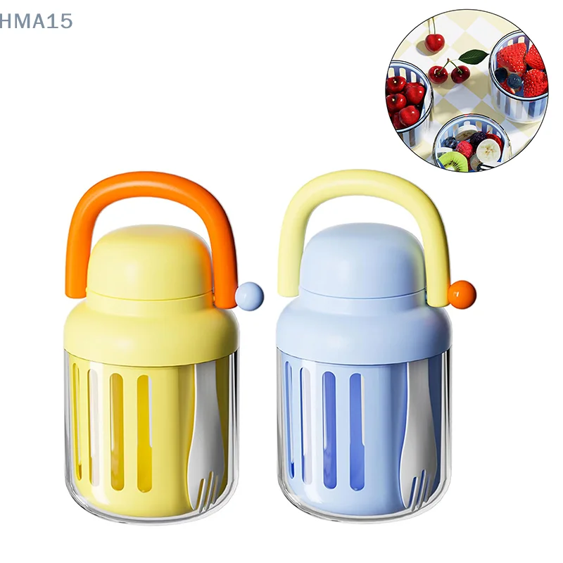 

Yogurt Parfait Cups With Lids Reusable With Fork And Topping Cereal Cup, Double-Layer Salad Bowls With Removable Colander