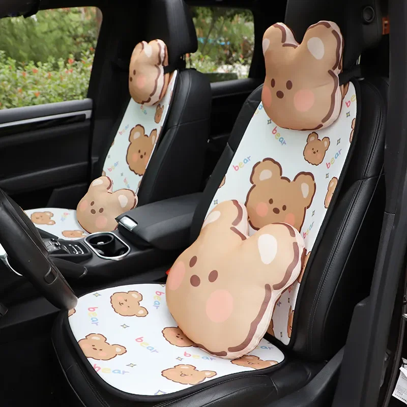Für Toyota Camry Auto Cartoon-Sitzkissen Niedlicher Bär Vier Jahreszeiten Universell Atmungsaktiv Rutschfest Eisseide