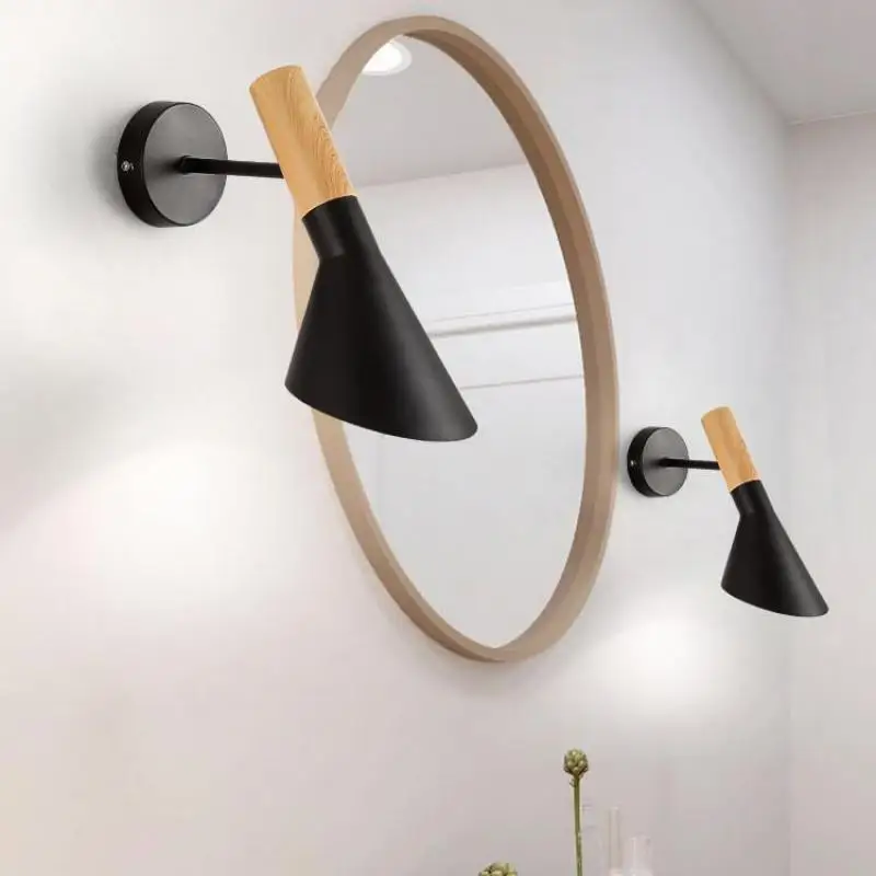 

Loft 1 pcs vintage metal wall lamps E27 Industrial lighting bathroom led mirror lights wood wall light sconces Bedroom Bar lamp