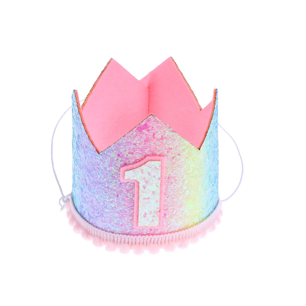 

Rainbow Crown Hat Glitter Birthday Cap Tiara Girl Shiny Toddler Baby Decoration