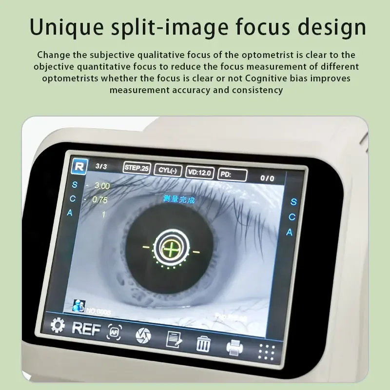 Instrumentos e equipamentos de optometria de computador na loja de optometria totalmente automática