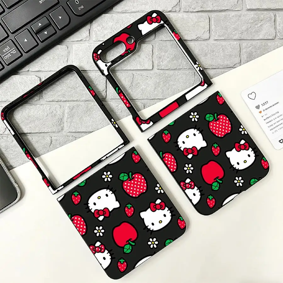 Sanrio Hello Kitty Back Phone Cover Funda Case for Samsung Galaxy Z Flip 8 Flip5 Flip3 Z Flip 7 6 5 4 3 Flip4 Flip6 Z Fold 8 7 6