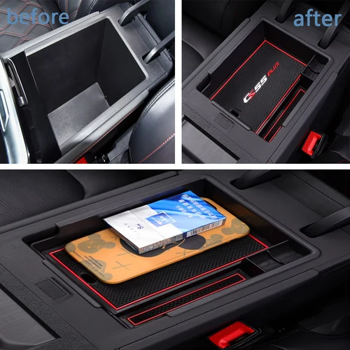 Imagen 2 del producto Para Changan CS55 PLUS 2023 2024, caja de almacenamiento para reposabrazos de coche, organizador de consola central, contenedor, bandeja para monedas, accesorios