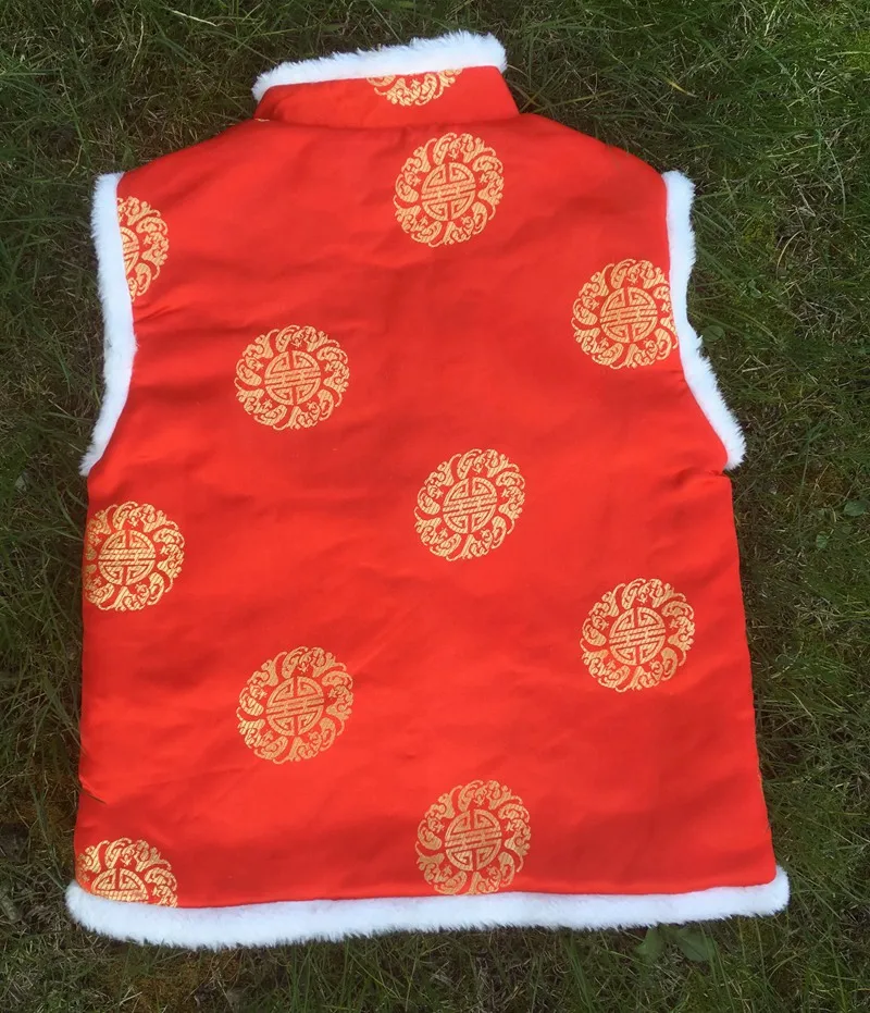 Boy Girl Tang Clothes Chinese Style Vest Top Vintage Button Down Hanfu Print Chinese New Year Cheongsam Vests Child Hanfu