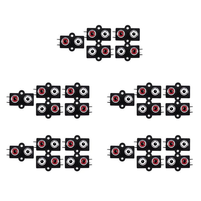 FULL-25Pcs PCB جبل 2 موقف ستيريو الصوت والفيديو جاك RCA موصل سالب