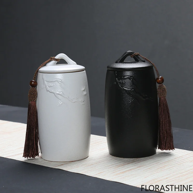 1pc Ceramic Tea Jar Candy Packaging Jar Kitchen Seasoning Tank Storage Storage Container Tea Room Supplies Room Decoration