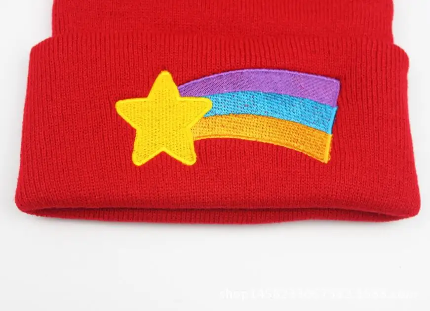 Mabel Pines Cosplay Hat Girls Women Winter Warm Knitted Hat Red Beanie Mabel Pines Red Star Rainbow Anmation Nice Red Hat