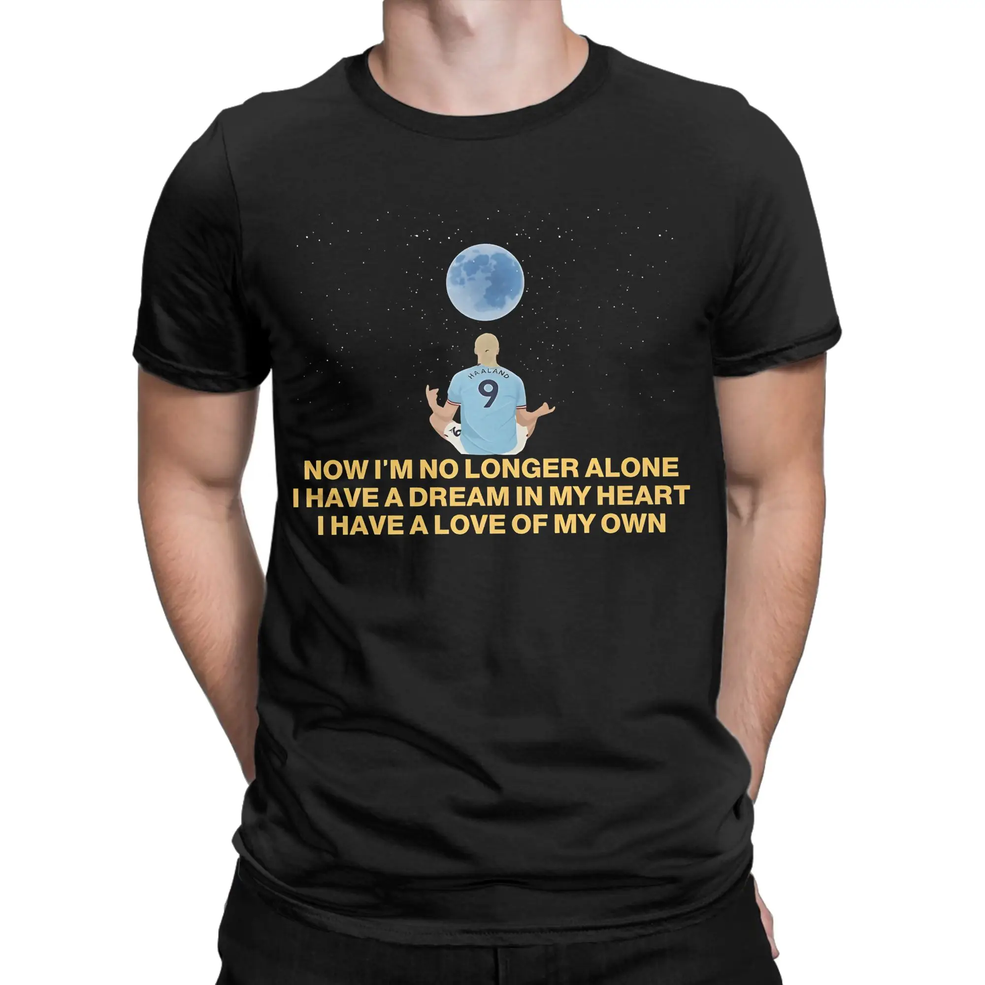 Camiseta Exclusiva Haalands Moon para Homens e Mulheres, Gola Redonda, 100% Algodão, Camisetas de Futebol, Manga Curta, Roupas Plus Size