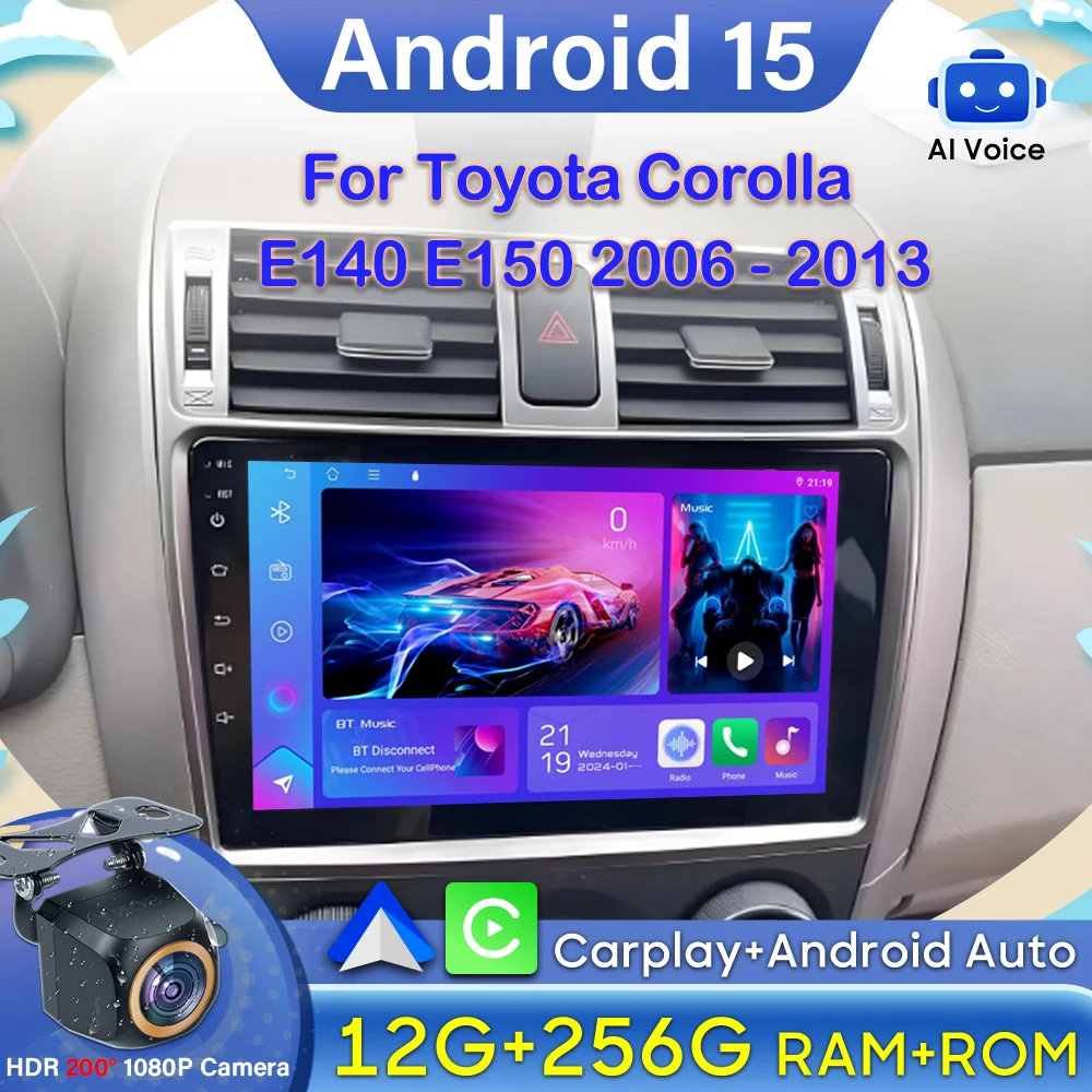 

Android 15 For Toyota Corolla E140 E150 2006 - 2013 Video Carplay DSP GPS Navigation Car Radio No 2din DVD GPS Bluetooth 4G Wifi