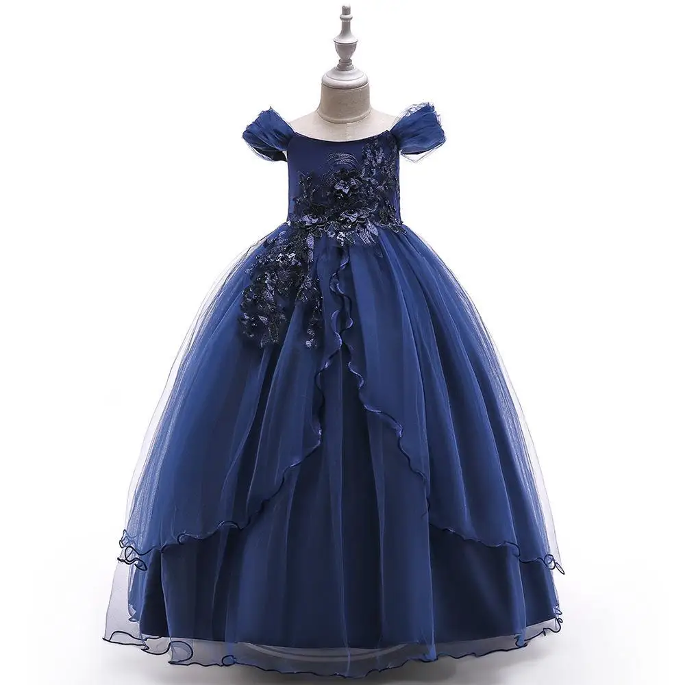 Children's runway evening dress one shoulder princess dress flower girl wedding fluffy girl piano performance dress